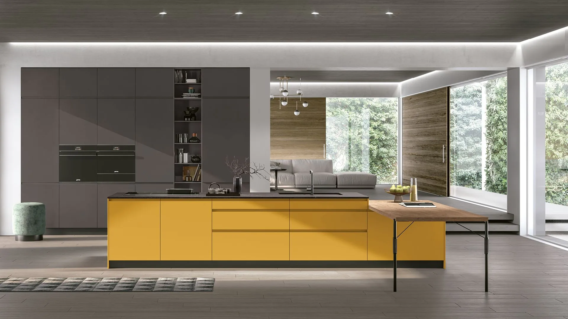 Integrated handle grip: original look, maximum functionality.