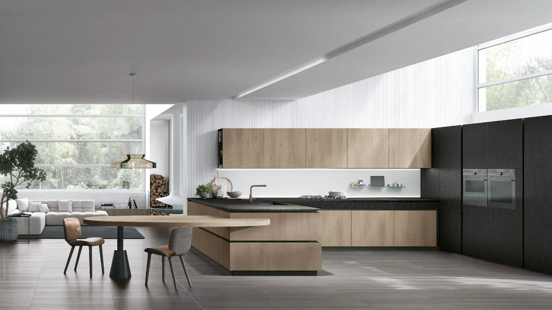 Stosa Natural kitchen in slatted oak