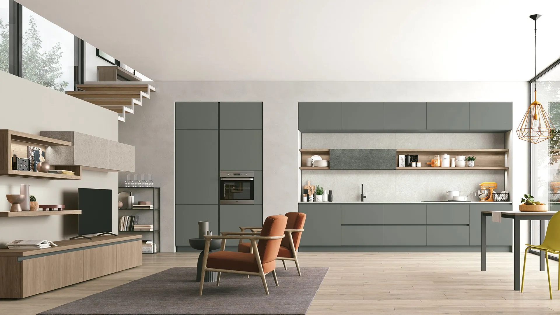 Walnut, Stone and Jade meet in the kitchen